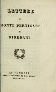 Lettere di Monti, Perticari e Giordani by Cavagna Sangiuliani di Gualdana, Antonio conte