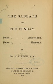 Cover of: The Sabbath and the Sunday