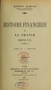 Cover of: Histoire financière de la France depuis 1715