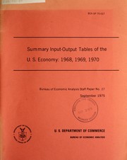 Cover of: Summary input-out[put] tables of the U. S. economy | Paula C. Young
