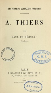 Cover of: A. Thiers by Paul Louis Étienne de Rémusat