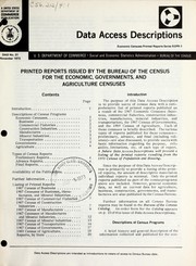 Cover of: Printed reports issued by the Bureau of the Census for the economic, governments, and agriculture censuses. by United States. Bureau of the Census