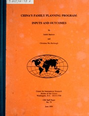 Cover of: China's family planning program: inputs and outcomes
