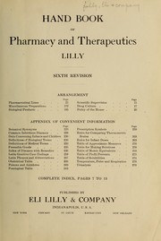 Cover of: Hand book of pharmacy and therapeutics by Eli Lilly and Company.