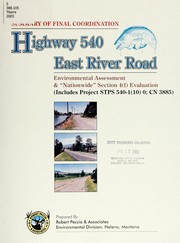 Cover of: Finding of no significant impact on the final environmental assessment and "nationwide" section 4(f) evaluation for the East River Road - S of Emigrant project: STPS 540-1(10)0; CN 3885 Park County, Montana
