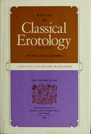Cover of: Manual of classical erotology (De figuris Veneris) by Friedrich Karl Forberg