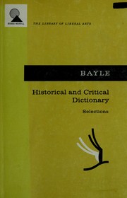 Cover of: Historical and critical dictionary: selections.