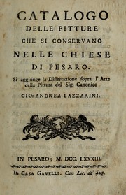 Cover of: Catalogo delle pitture che si conservano nelle chiese di Pesaro