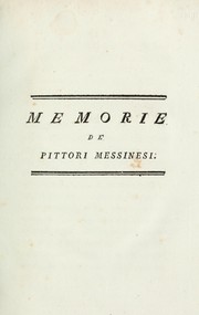 Cover of: Memorie de'pittori messinesi by Philipp Hackert