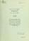 Cover of: Application of the Oregon Solvency Quotient Method to establish priority in the selection of routes between Boulder and Whitehall (Hill Road) and Boulder and Cardwell (Valley Road) in Jefferson County