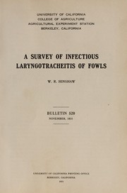 Cover of: A survey of infectious laryngotracheitis of fowls