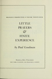Cover of: Little prayers & finite experience.