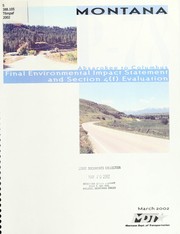 Cover of: Final environmental impact statement for F 78-2(5)30: Montana P-78, Absarokee to Columbus (U.P.N. Control #0920) in Stillwater County, Montana
