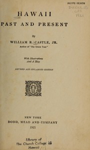 Cover of: Hawaii, past and present by William R. Castle