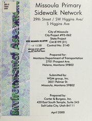 Cover of: Environmental assessment for City of Missoula: City Project #95-062, State Project CM 8199(31), Control No. 3140