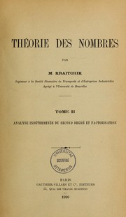 Cover of: Théorie des nombres by Maurice Kraitchik, Maurice Kraitchik