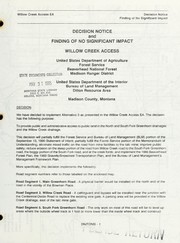 Cover of: Environmental assessment, Willow Creek access, Beaverhead National Forest, Bureau of Land Management, Montana Department of State Lands, Madison County, Montana