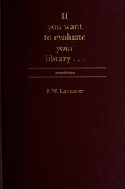 Cover of: If you want to evaluate your library--