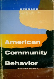 Cover of: American community behavior. by Jessie Shirley Bernard