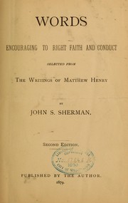 Cover of: Words encouraging to right faith and conduct