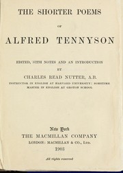 Cover of: The shorter poems of Alfred Tennyson | Alfred, Lord Tennyson