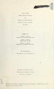 Social economic profile for Bureau of Land Management, Worland District, Wyoming by Eugene P. Lewis