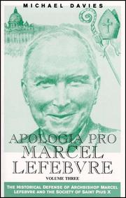 Cover of: Apologia Pro Marcel Lefebvre