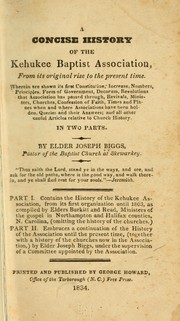 A concise history of the Kehukee Baptist Association by Joseph Biggs