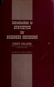 Cover of: Introduction to statistics for business decisions. by Robert Schlaifer