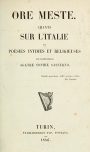 Cover of: Ore meste by Agathe Sophie Sassernò