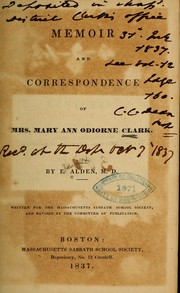 Cover of: Memoir and correspondence of Mrs. Mary Ann Odiorne Clark