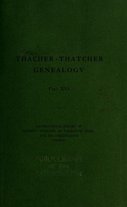 Cover of: Thacher-Thatcher genealogy. by John R. Totten