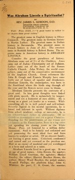 Cover of: Was Abraham Lincoln a spiritualist?