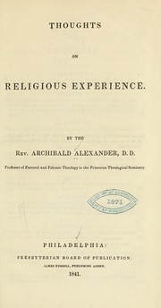 Cover of: Thoughts on religious experience.