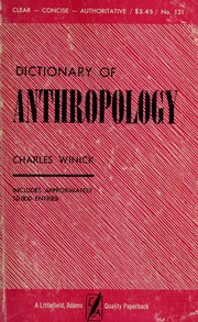 Cover of: Dictionary of anthropology by Charles Winick