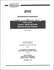 Cover of: Environmental assessment and finding of no significant impact: F83-1(11)31, Condon-North and South, Missoula County, Montana, (Control#1230)