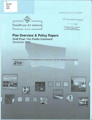 Cover of: Plan overview & policy papers, draft final, for public comment by Montana. Transportation Planning Division
