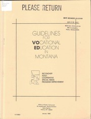 Cover of: Guidelines for vocational education in Montana