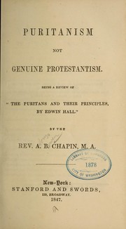 Cover of: Puritanism not genuine protestantism...