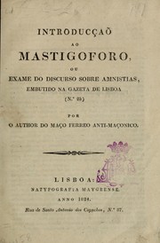Introducçaõ ao Mastigoforo by Fortunato de São Boaventura