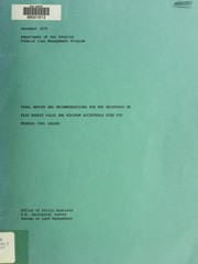 Cover of: Final report and recommendations for the Secretary on Fair Market Value and Minimum Acceptable Bids for Federal Coal Leases