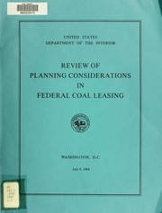 Cover of: Review of planning considerations in Federal coal leasing | United States Dept. of the Interior