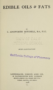Cover of: Edible oils & fats by C. Ainsworth Mitchell