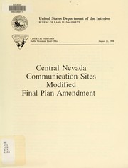 Cover of: Central Nevada communication sites, modified final plan amendment