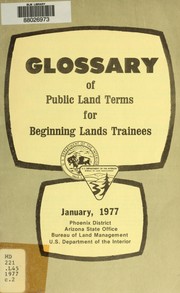 Cover of: Glossary of public land terms for beginning lands trainees