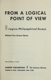 Cover of: From a logical point of view by Willard Van Orman Quine