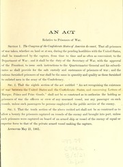 Cover of: An act relative to prisoners of war