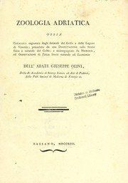 Cover of: Zoologia adriatica by Giuseppe Olivi