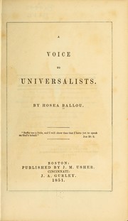 Cover of: A voice to Universalists by Hosea Ballou
