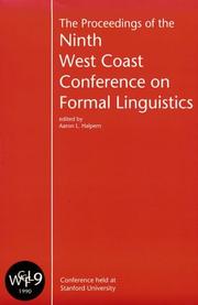 Cover of: The Proceedings of the Ninth West Coast Conference on Formal Linguisitics